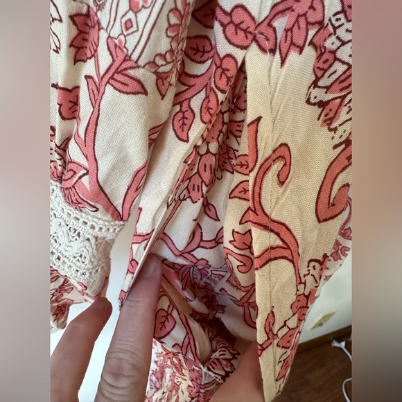 Sincerely Jules Red and Cream Long Sleeve Dress Cottagecore Boho - Picture 6 of 9